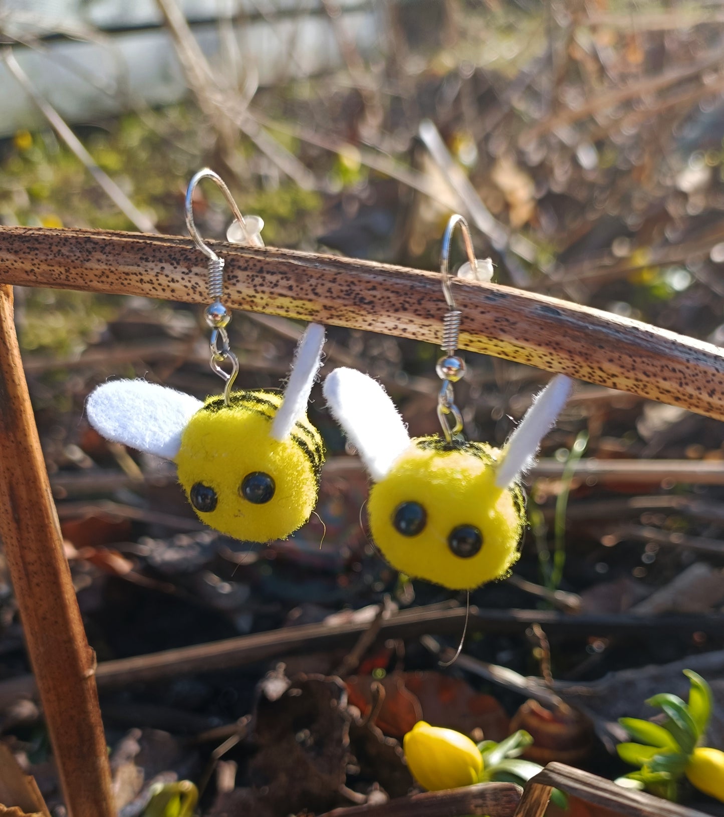 Felted Bee Earrings