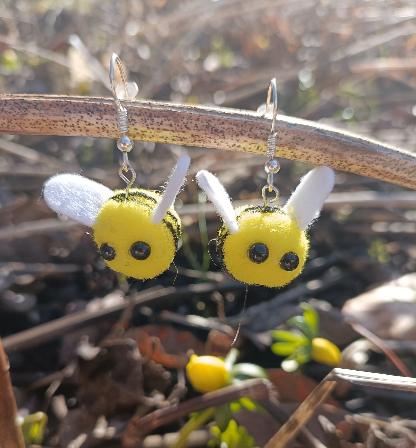 Felted Bee Earrings
