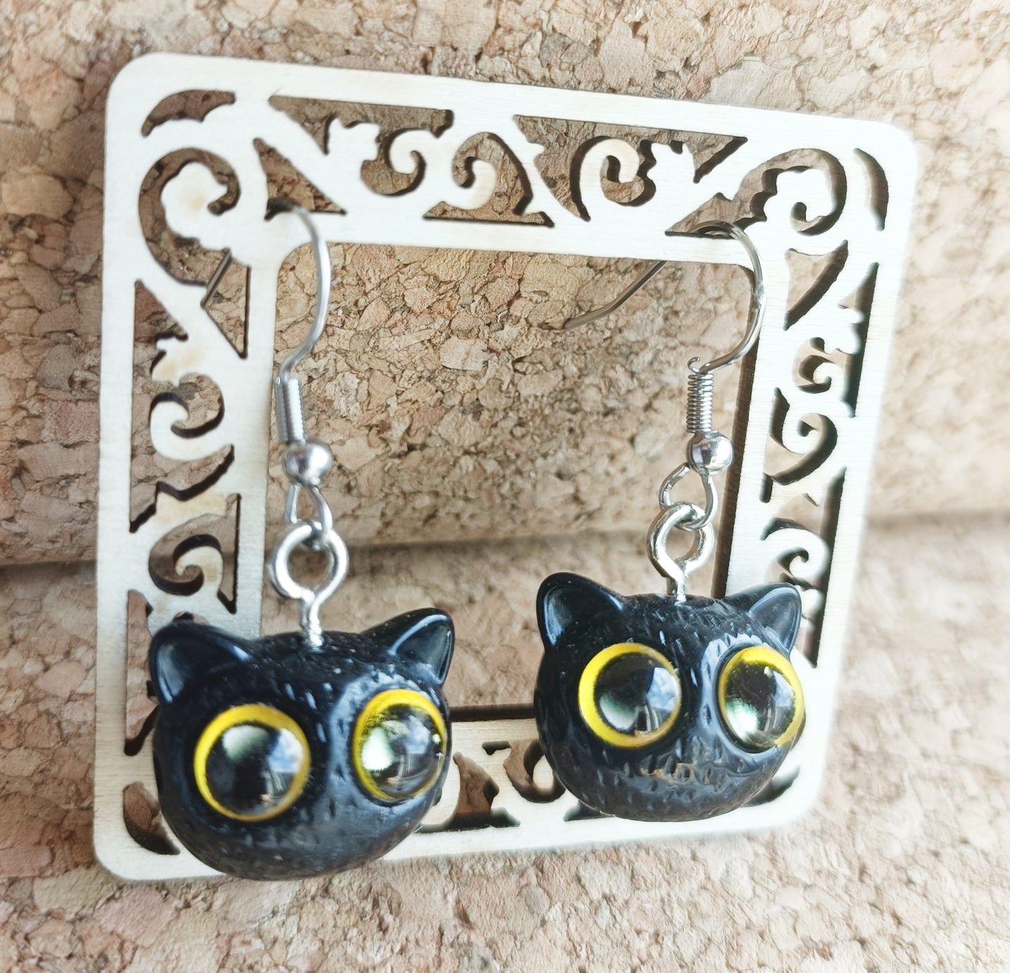 Yellow-Eyed Kitten Earrings