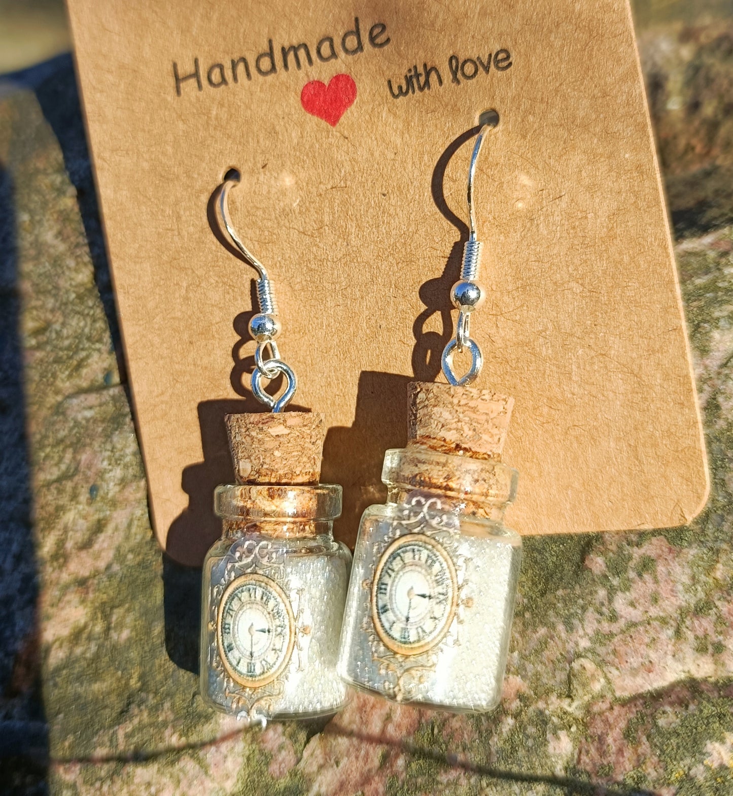 White Clock & Bottle Earrings