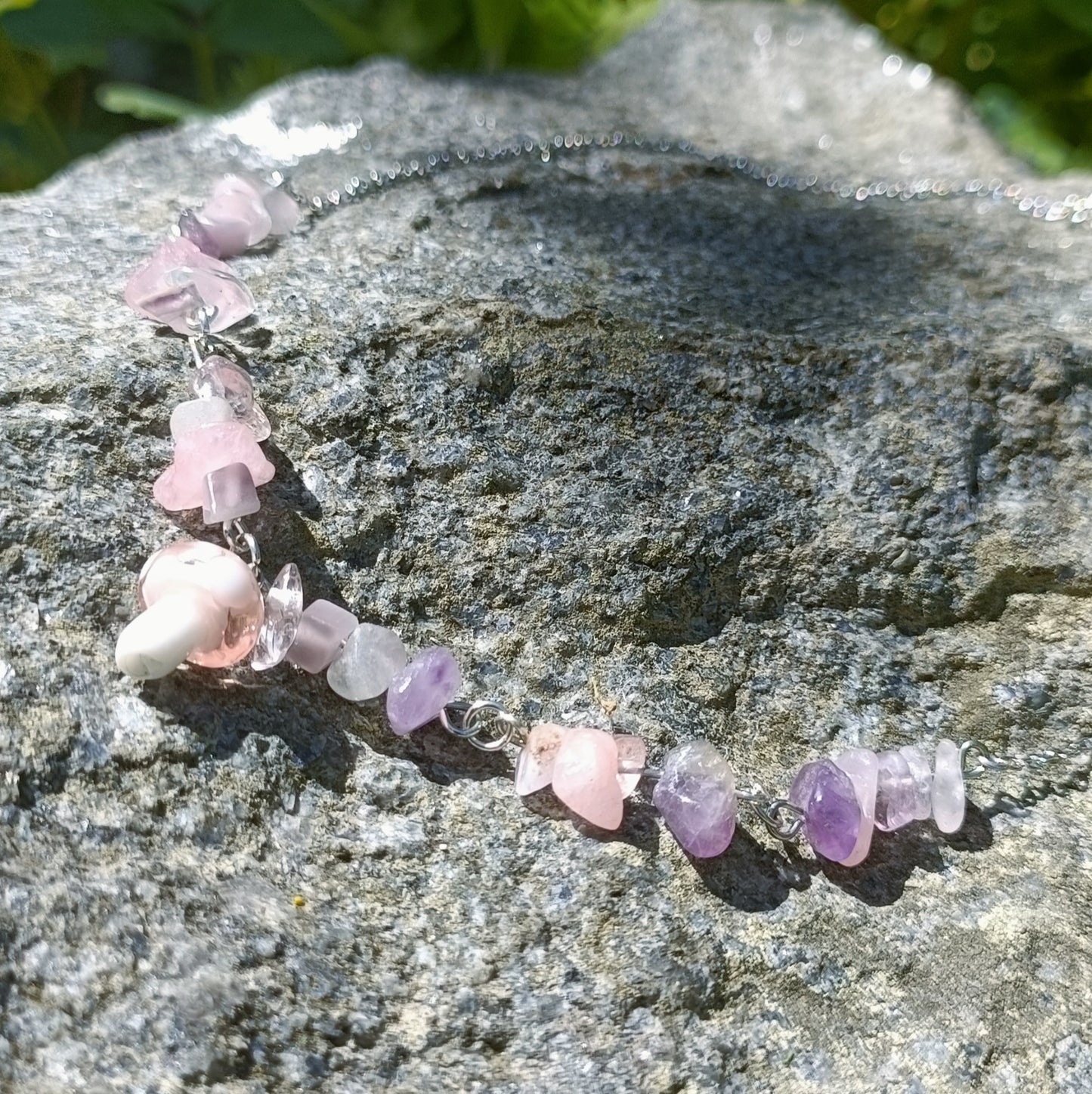 Rose Quartz Mushroom Necklace