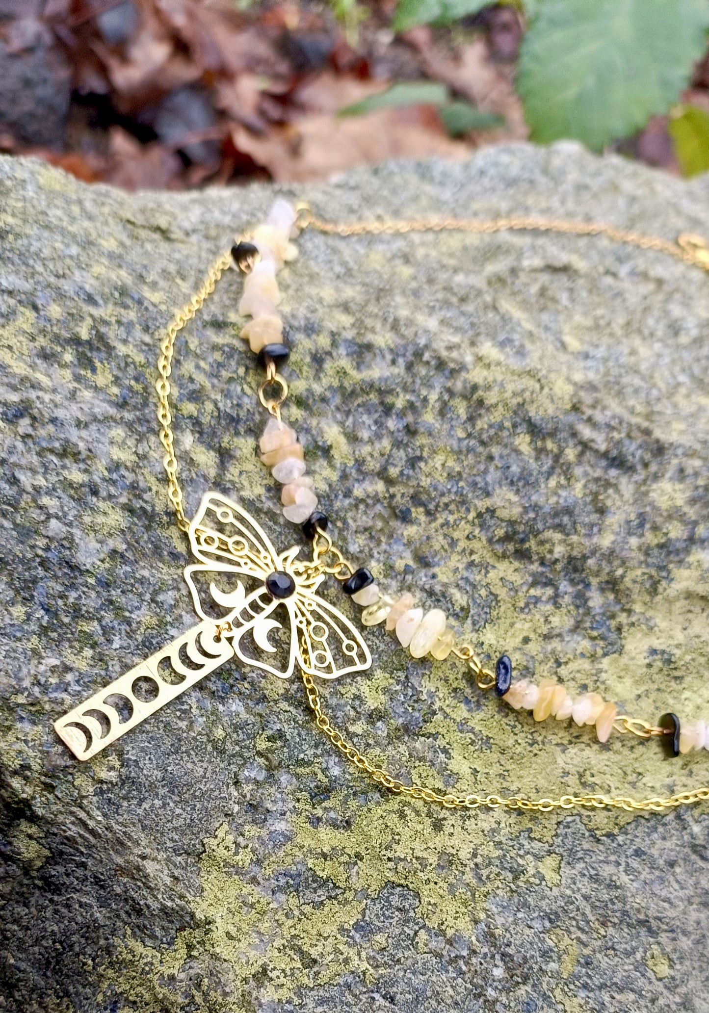 Citrine Moth Necklace