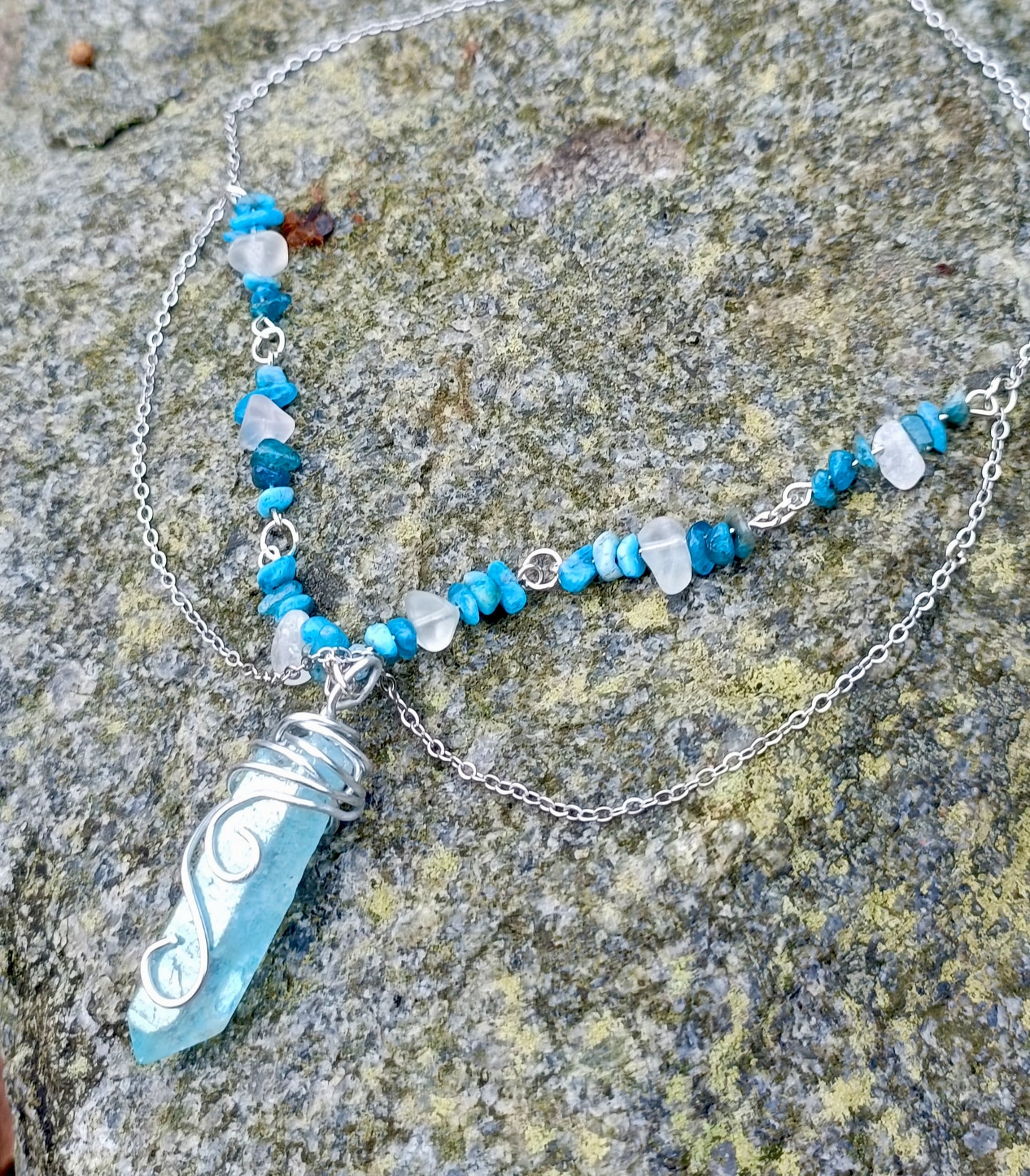 Aquamarine & Glass Necklace