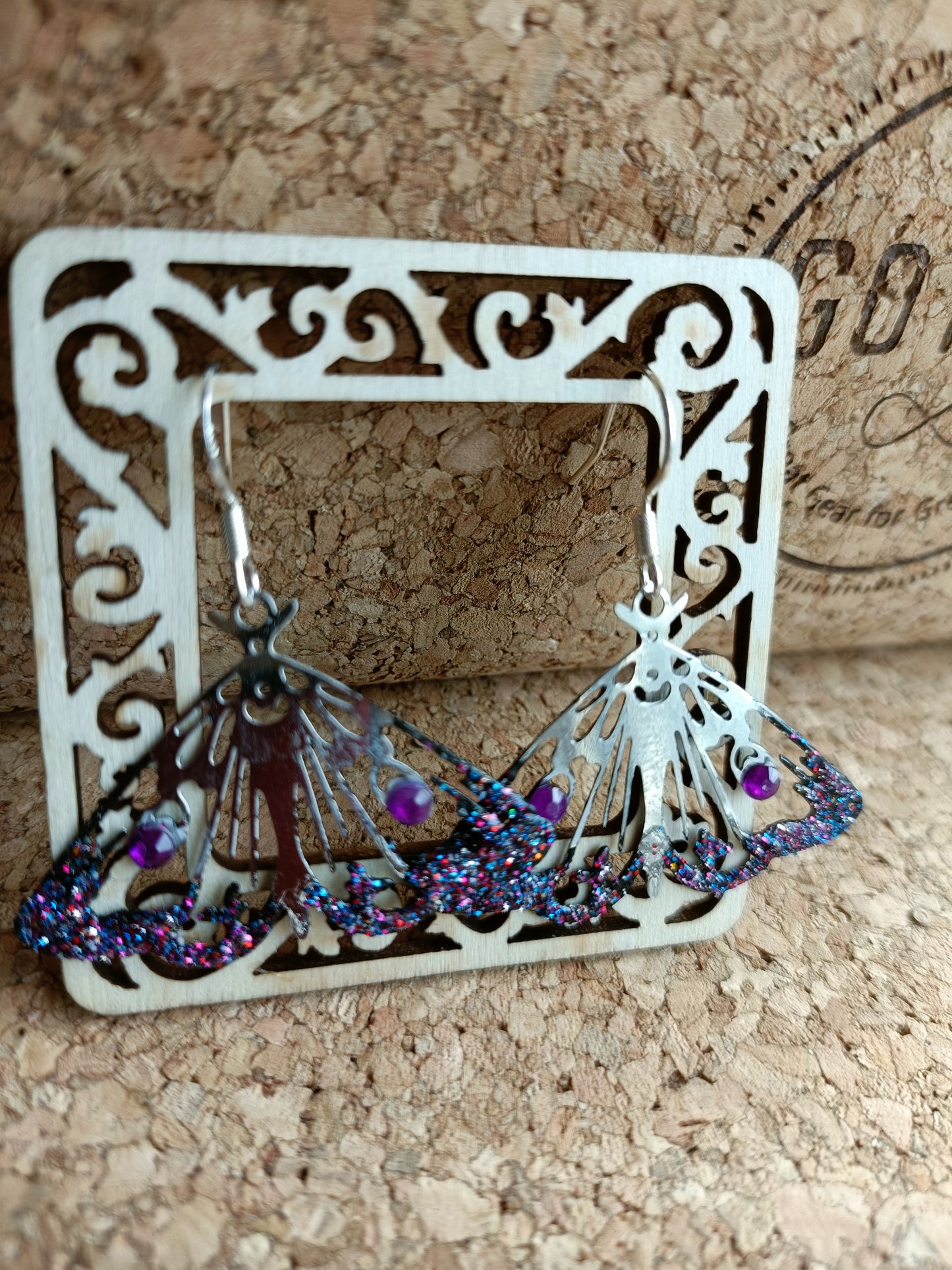 Purple Moth Earrings