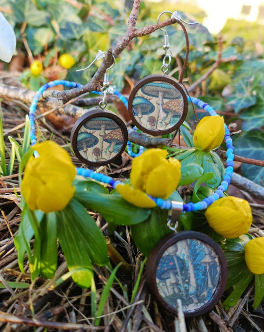 Blue Mushroom Jewelry set