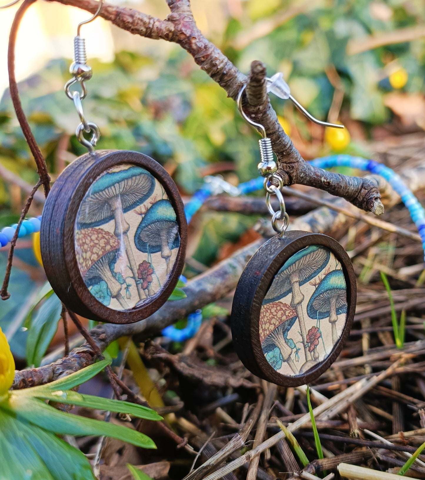 Blue Mushroom Jewelry set