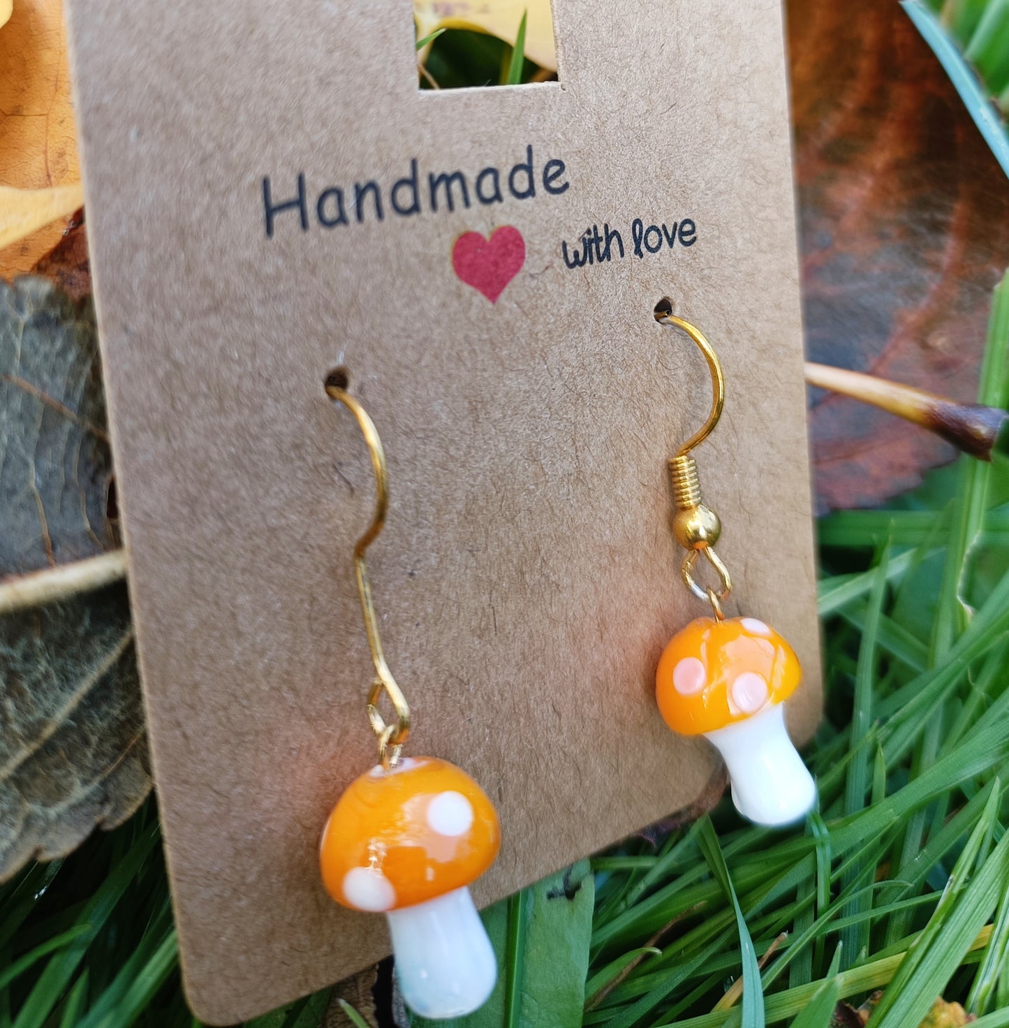 Glass Mushroom Earrings