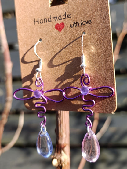 Purple Dragonfly Earrings