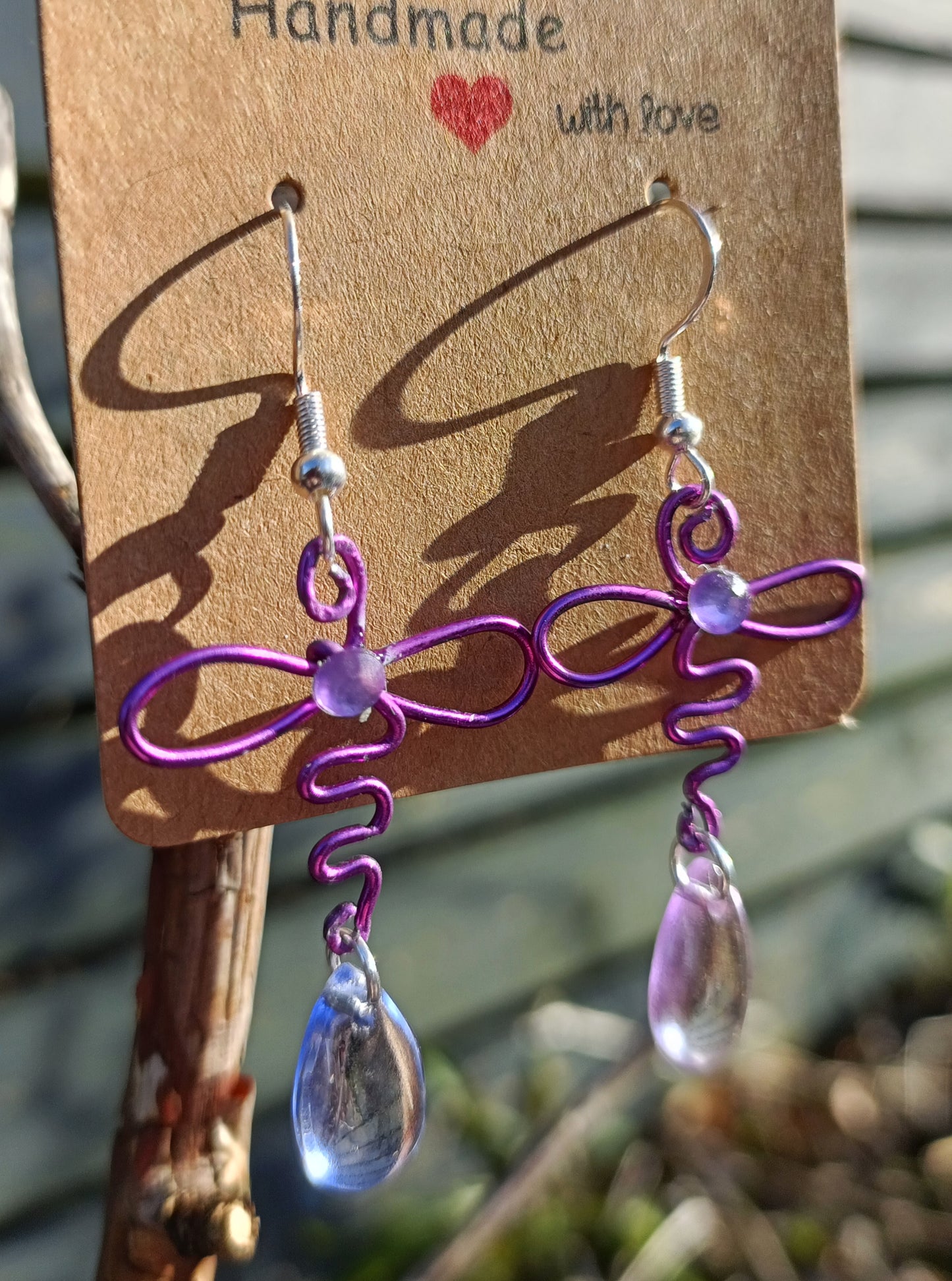 Purple Dragonfly Earrings