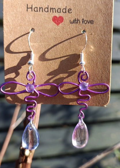 Purple Dragonfly Earrings
