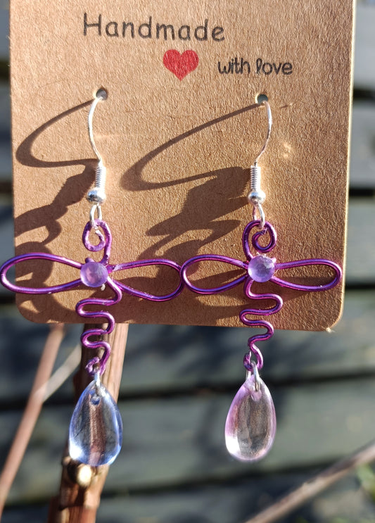 Purple Dragonfly Earrings