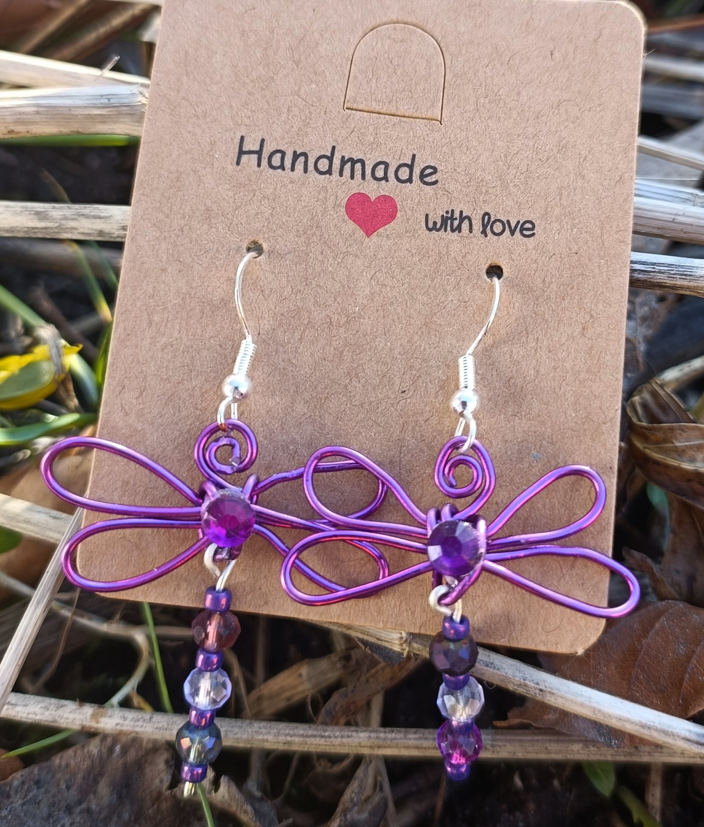 Purple Dragonfly Earrings