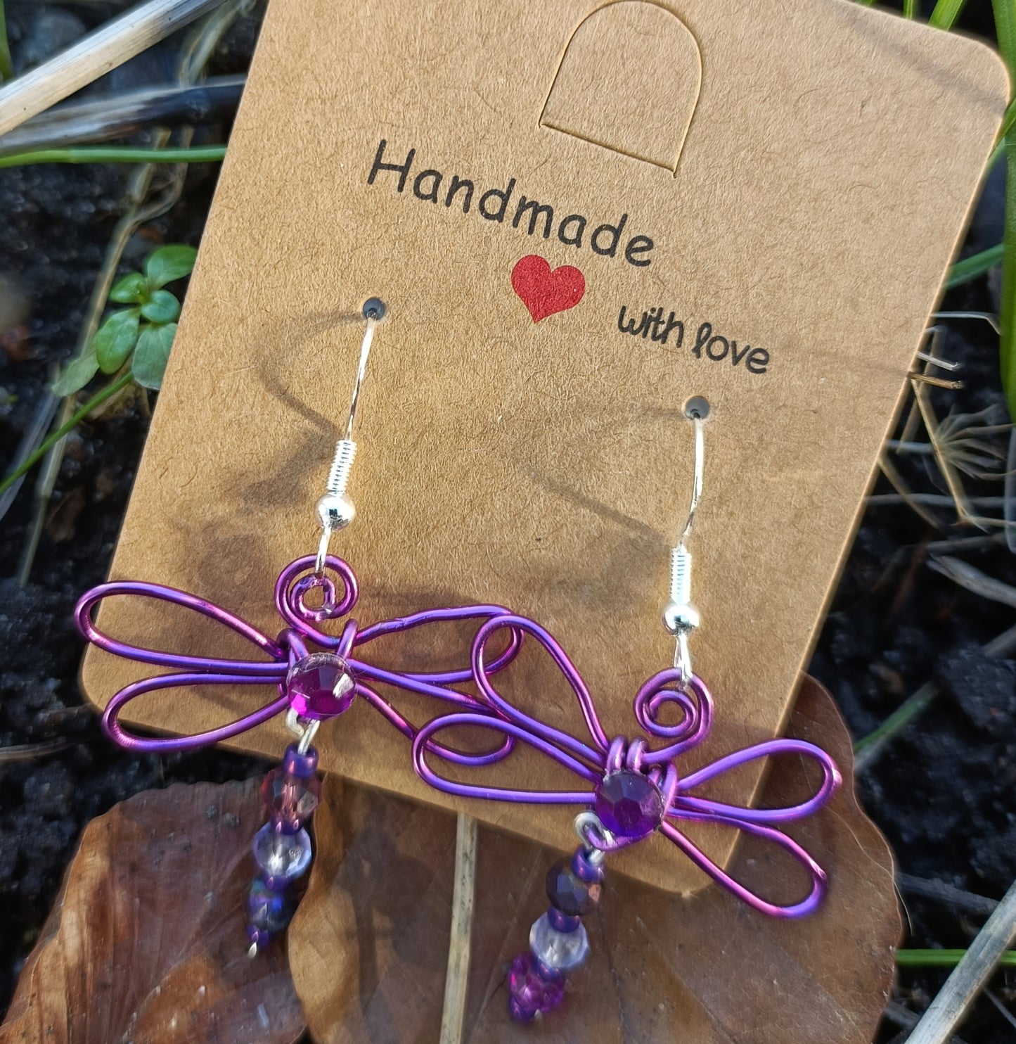 Purple Dragonfly Earrings