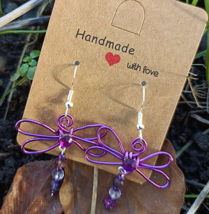 Purple Dragonfly Earrings