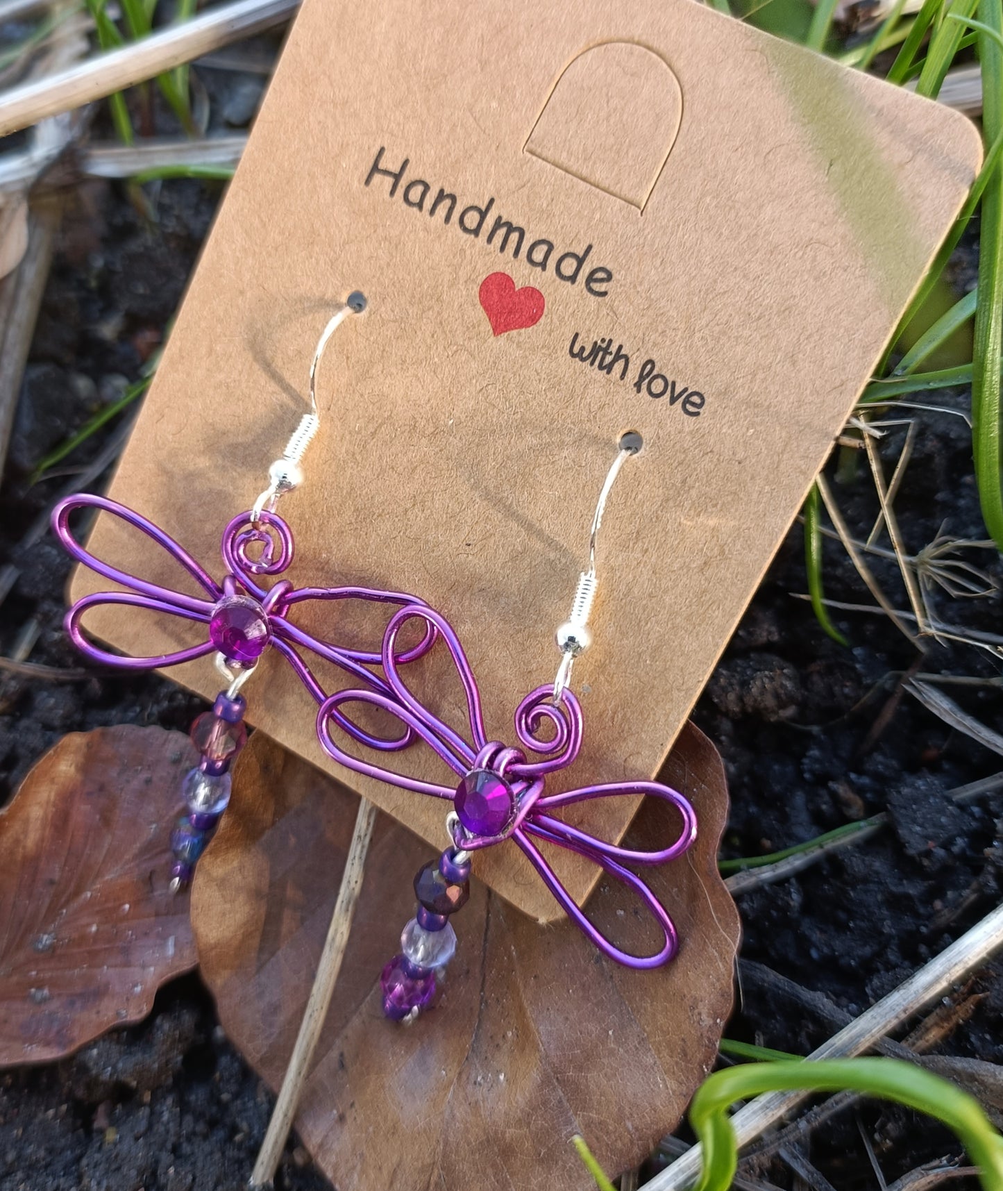 Purple Dragonfly Earrings