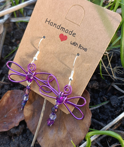 Purple Dragonfly Earrings