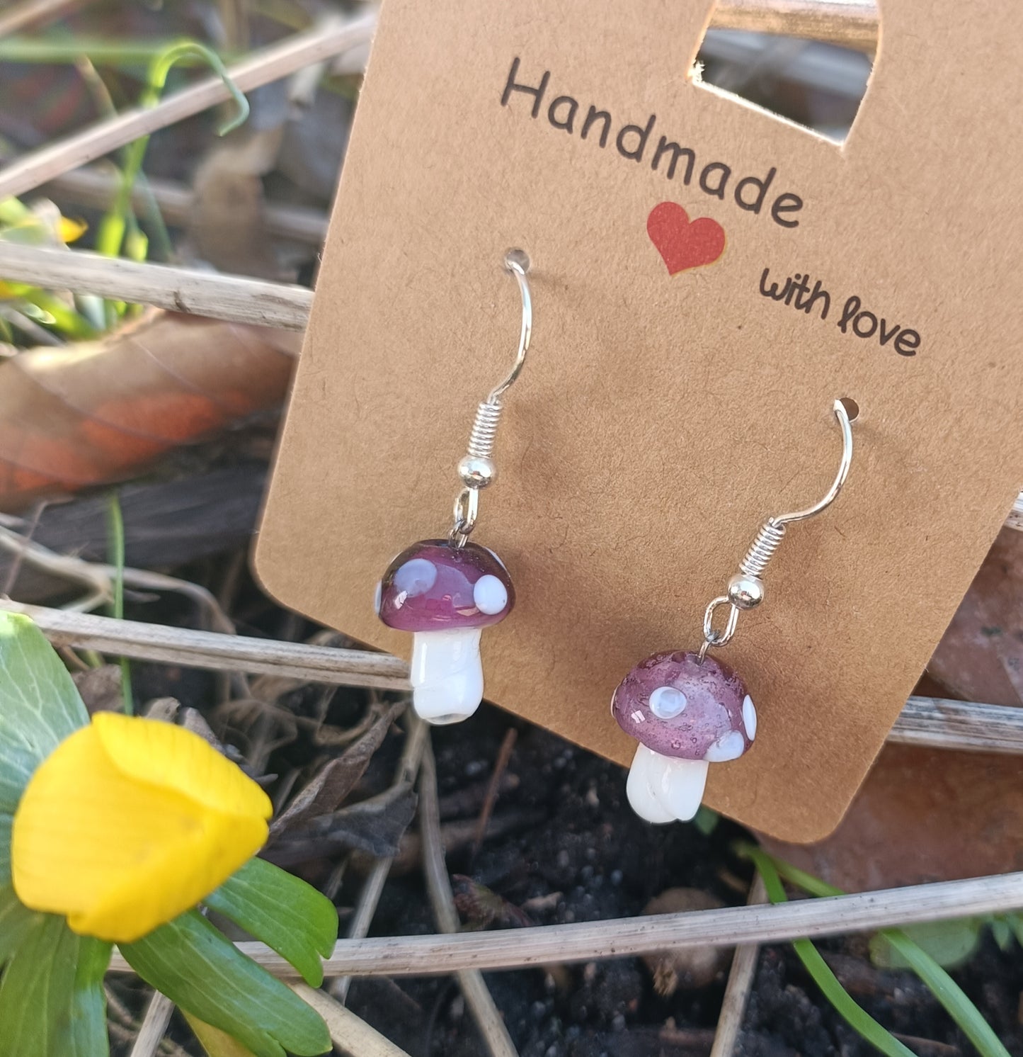 Glass Mushroom Earrings