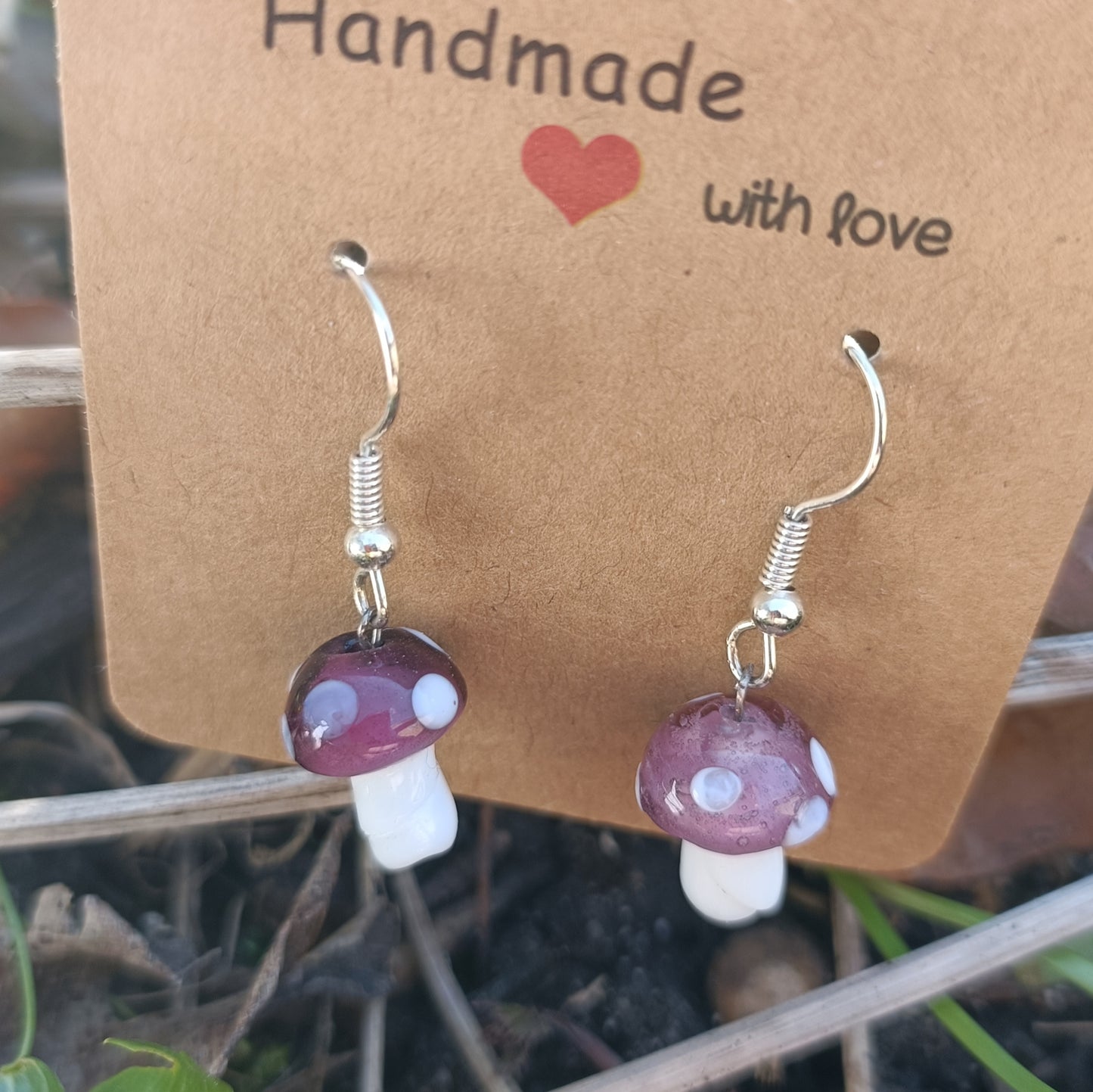Glass Mushroom Earrings
