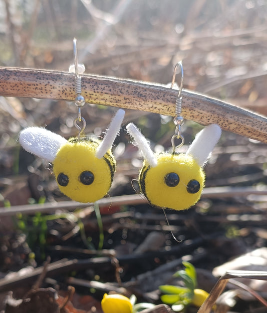 Felted Bee Earrings