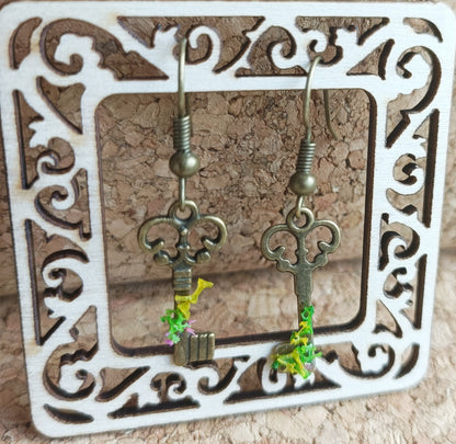 Brass Key Earrings