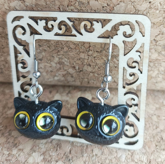 Yellow-Eyed Kitten Earrings