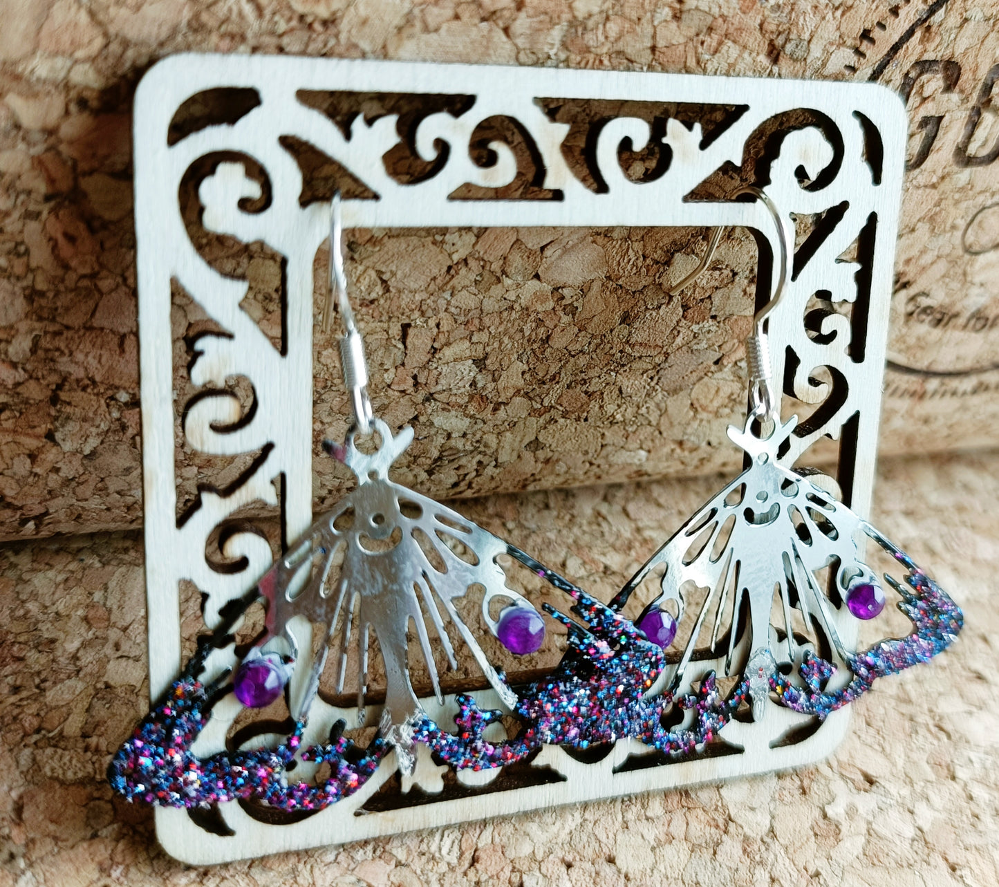 Purple Moth Earrings
