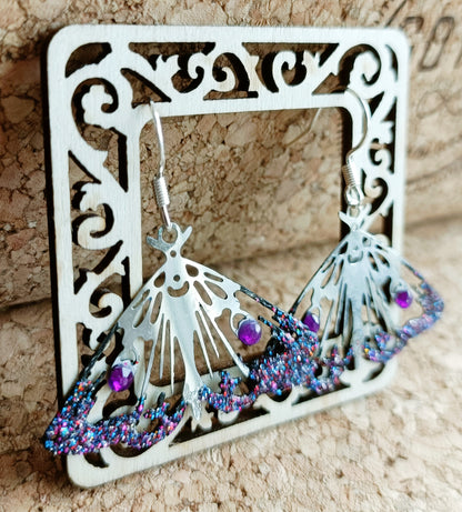 Purple Moth Earrings
