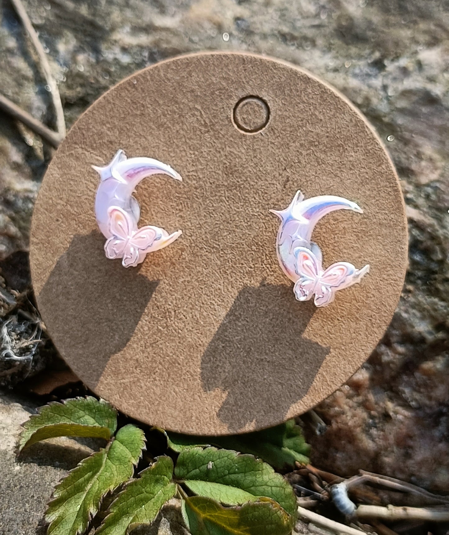 Moon & Butterfly Stud Earrings