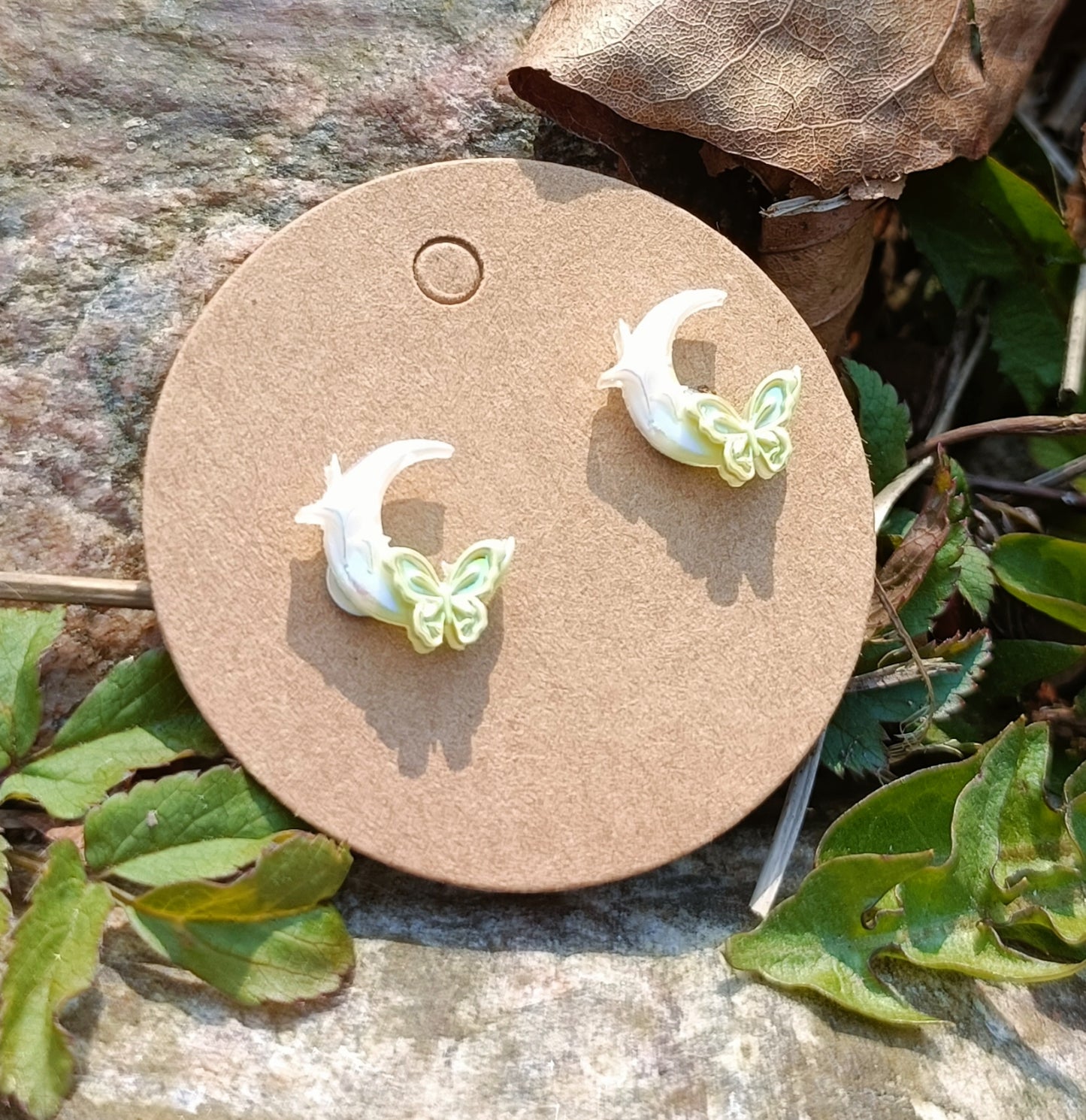 Moon & Butterfly Stud Earrings
