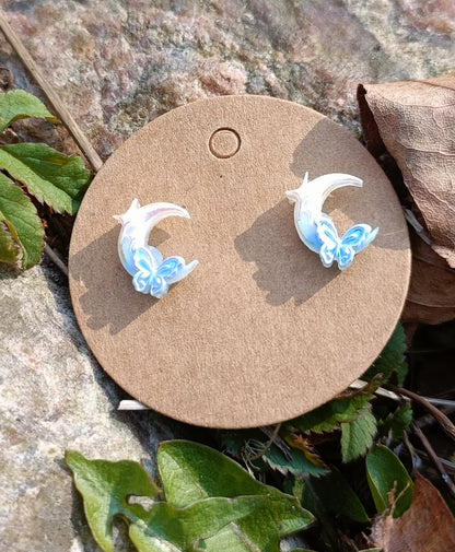 Moon & Butterfly Stud Earrings