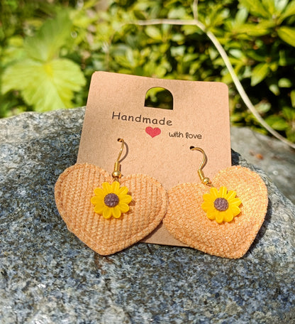 Heart & Sunflower Earrings