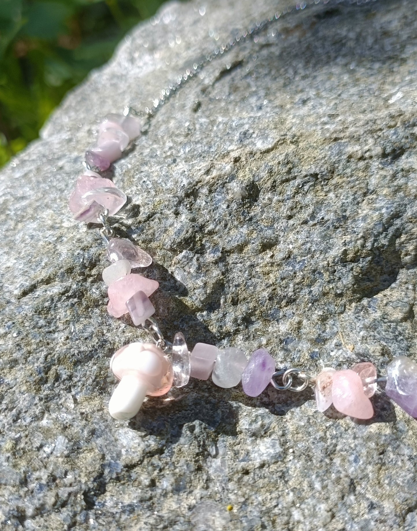 Rose Quartz Mushroom Necklace