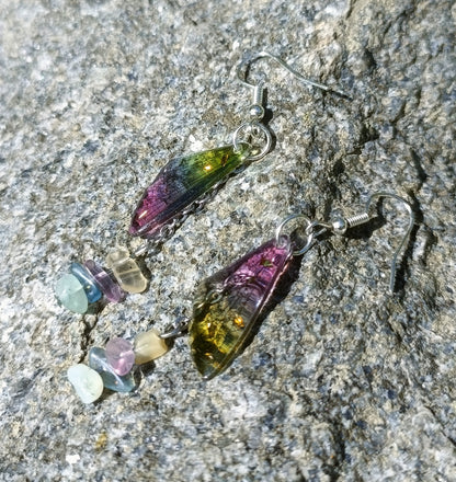 Rainbow wing earrings