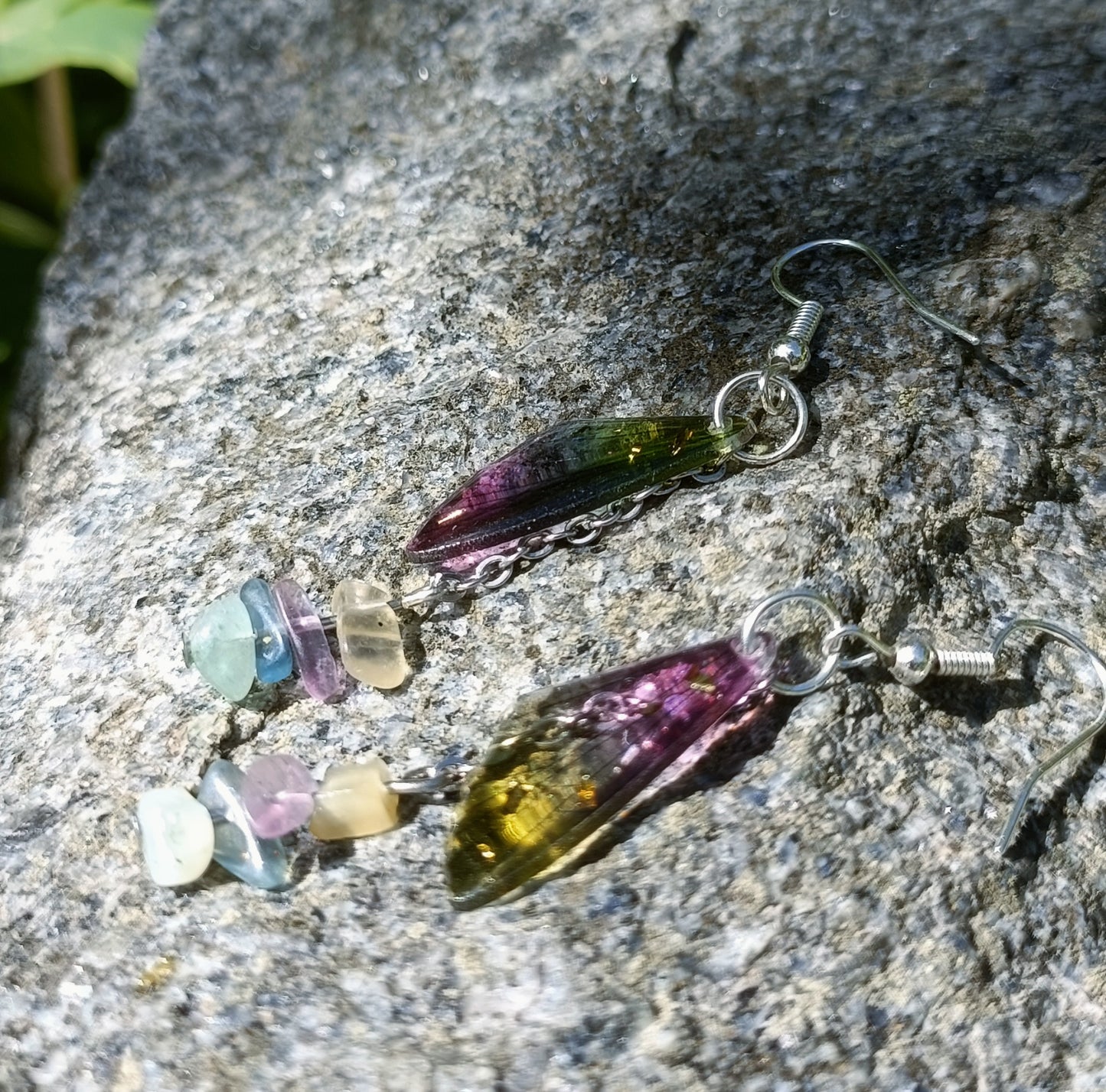 Rainbow wing earrings