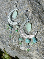 Gemstone Crescent Moon Earrings