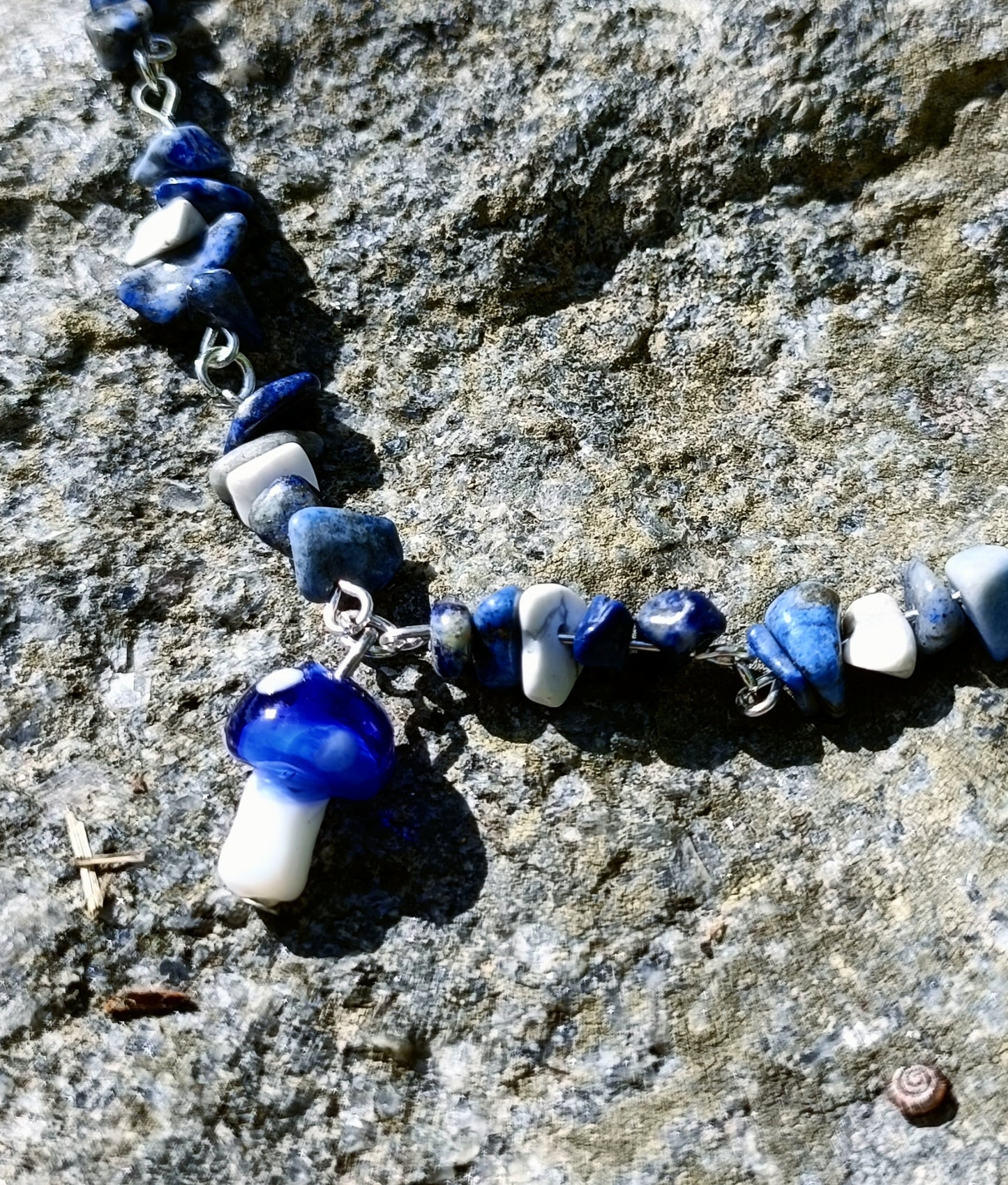 Sodalite mushroom necklace