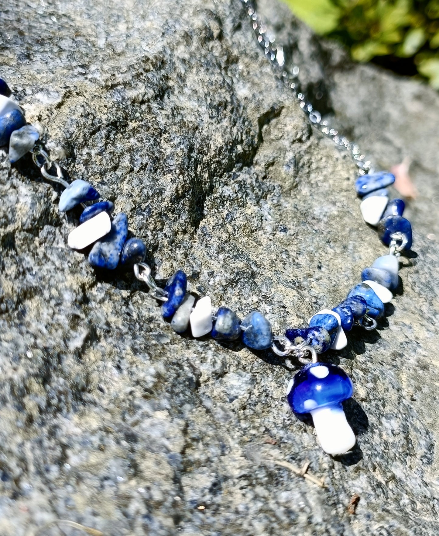 Sodalite mushroom necklace
