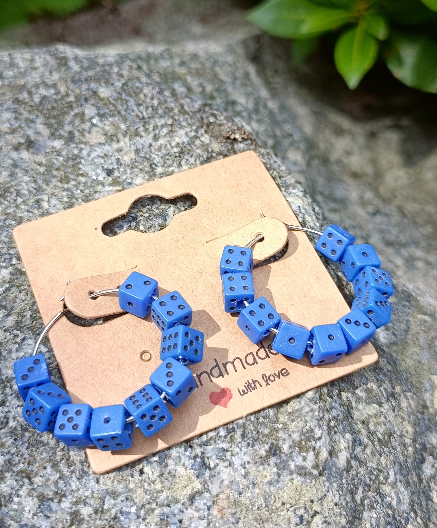 Tiny dice hoop earrings