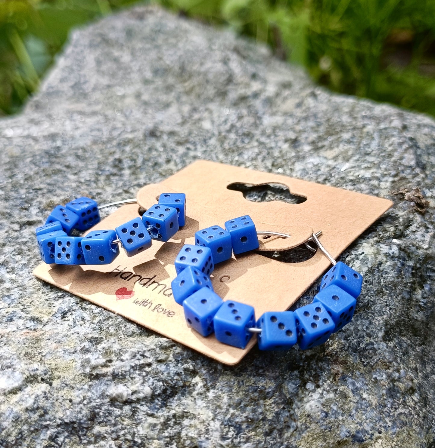 Tiny dice hoop earrings
