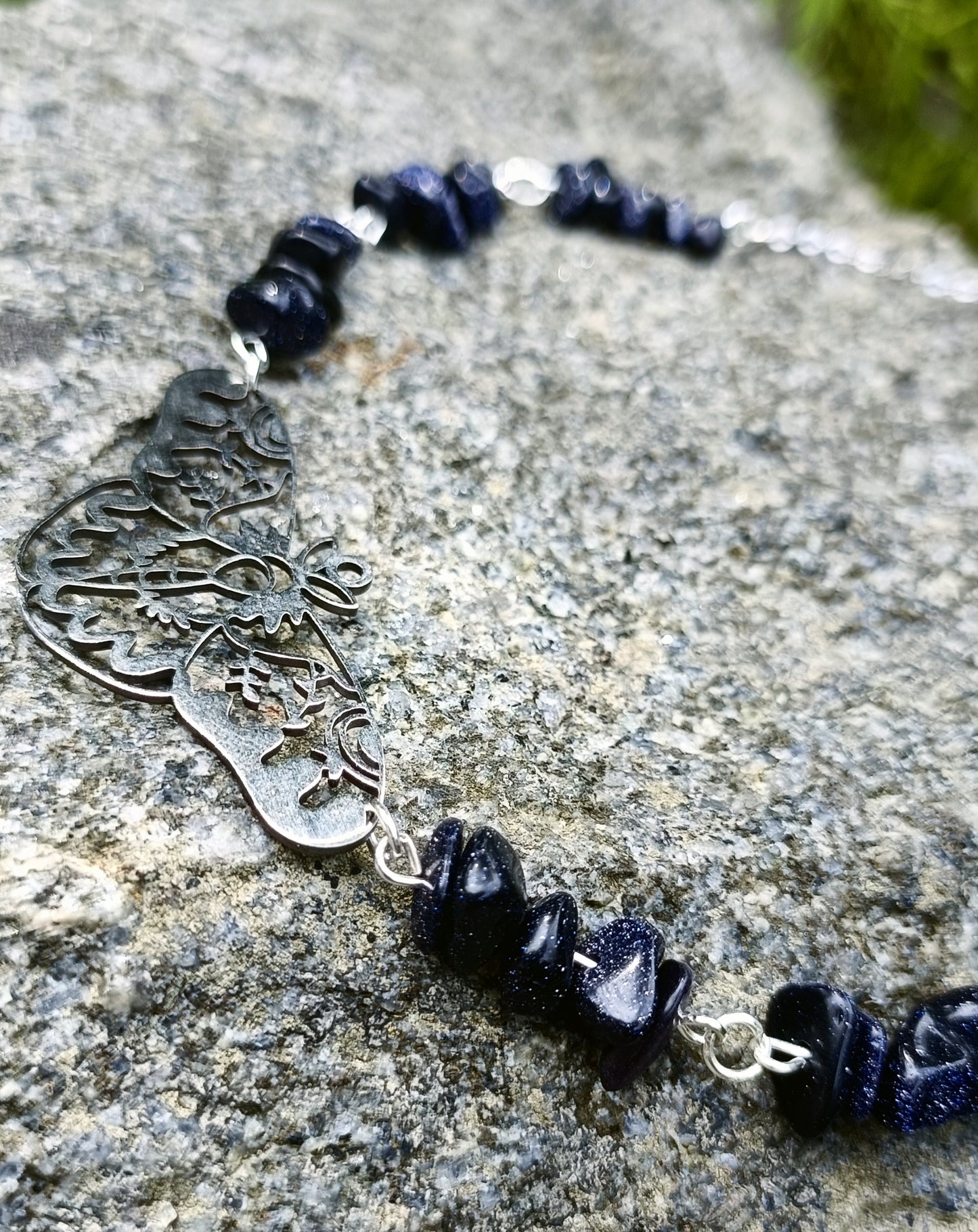 Moth gemstone necklace