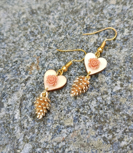 Autumn heart earrings