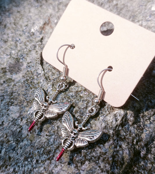 Skeletal Moth Earrings