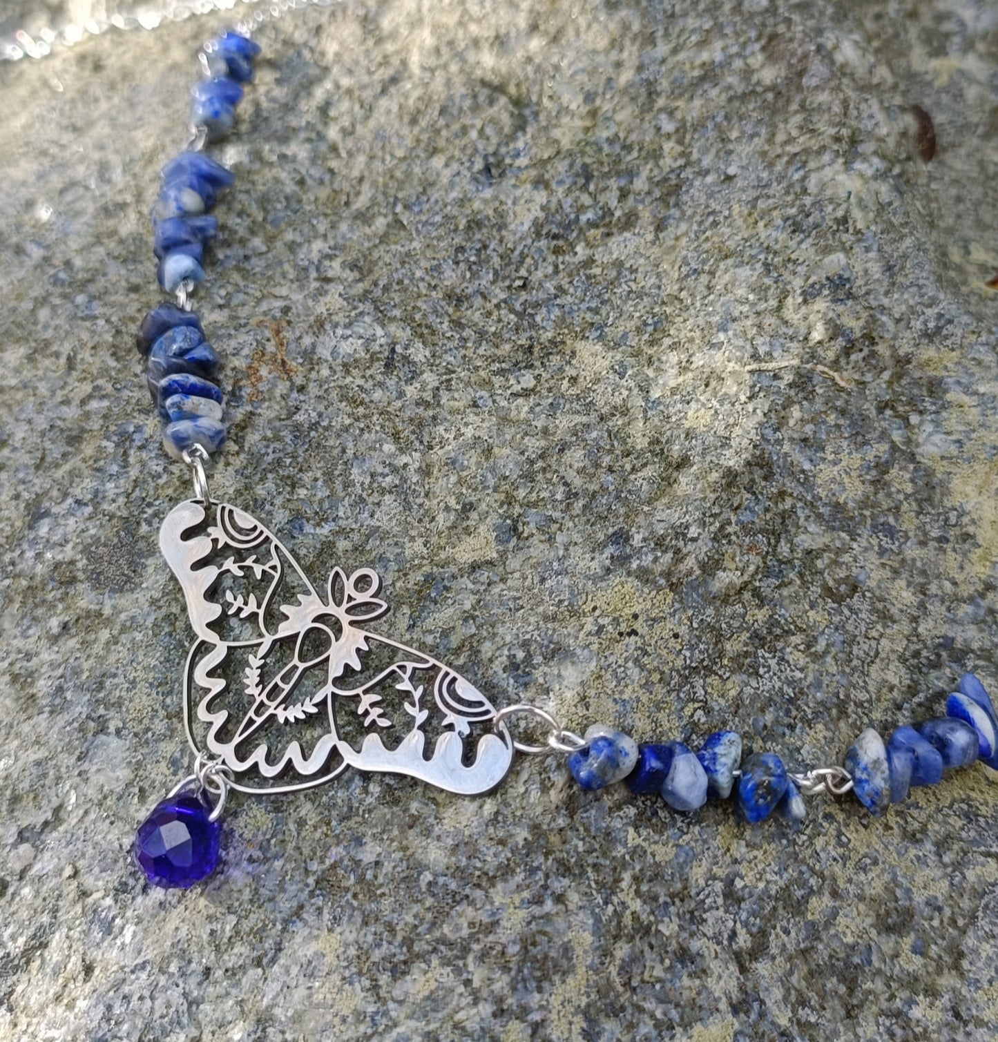 Moth gemstone necklace