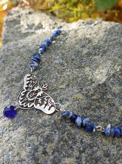 Moth gemstone necklace