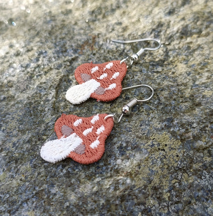 Embroidery Mushroom Earrings