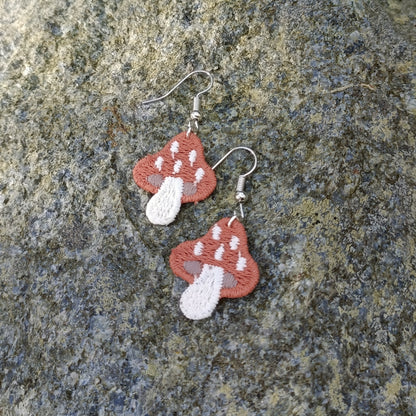 Embroidery Mushroom Earrings