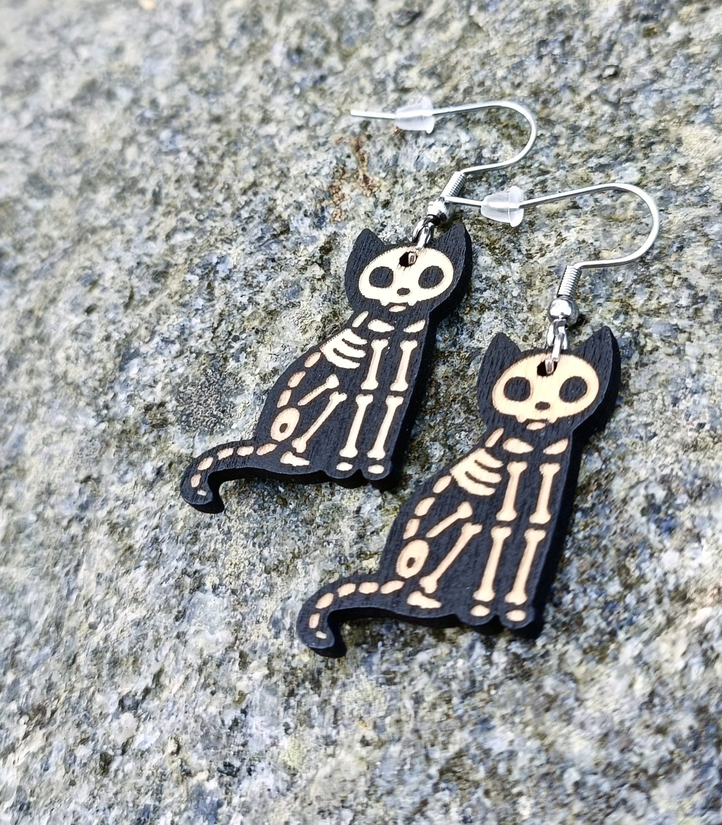 Skeleton Cat Earrings