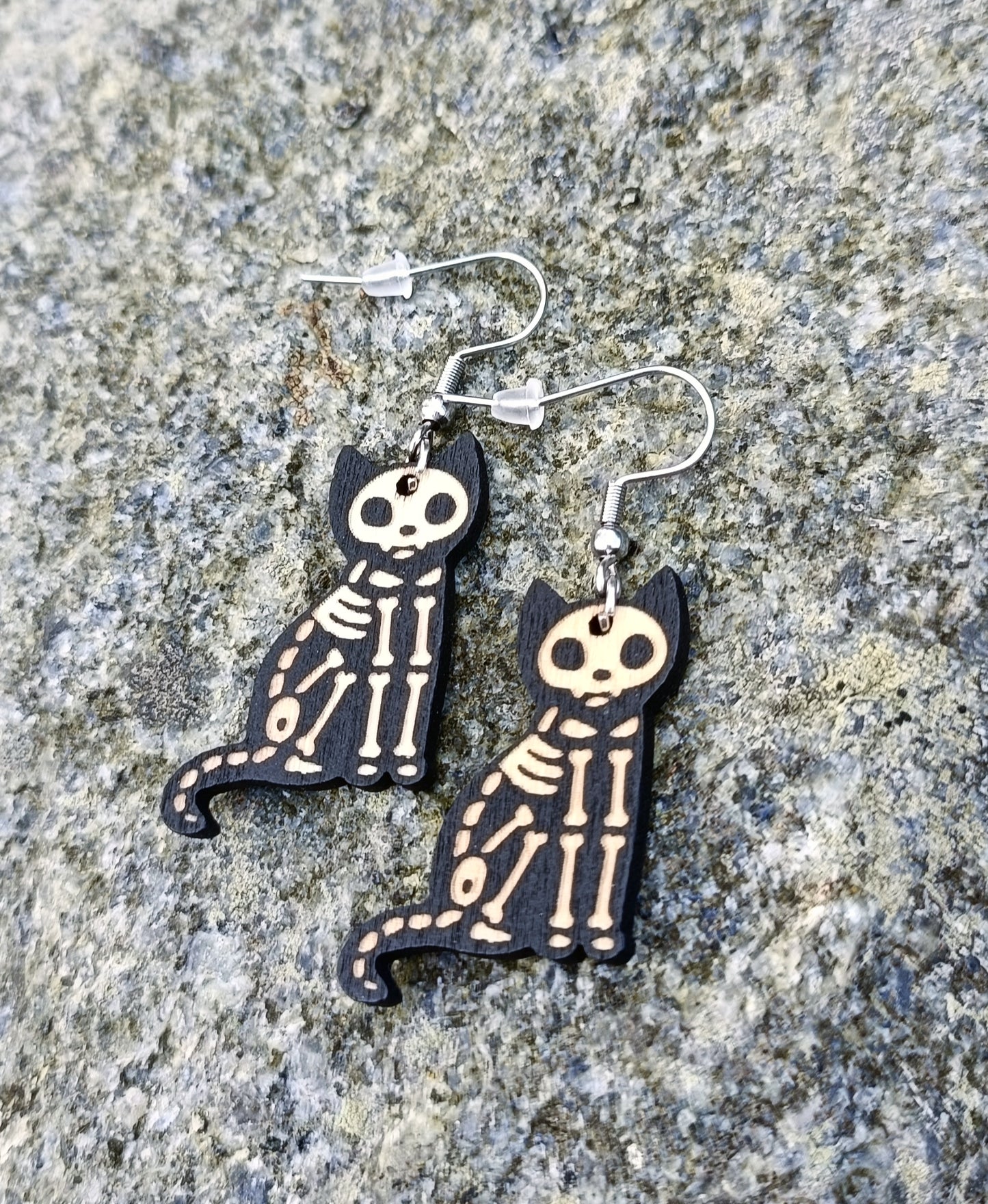 Skeleton Cat Earrings