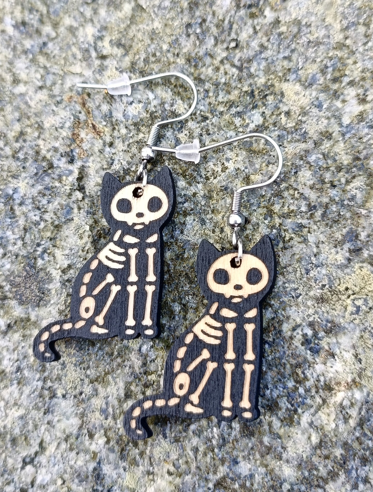 Skeleton Cat Earrings