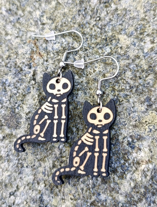 Skeleton Cat Earrings